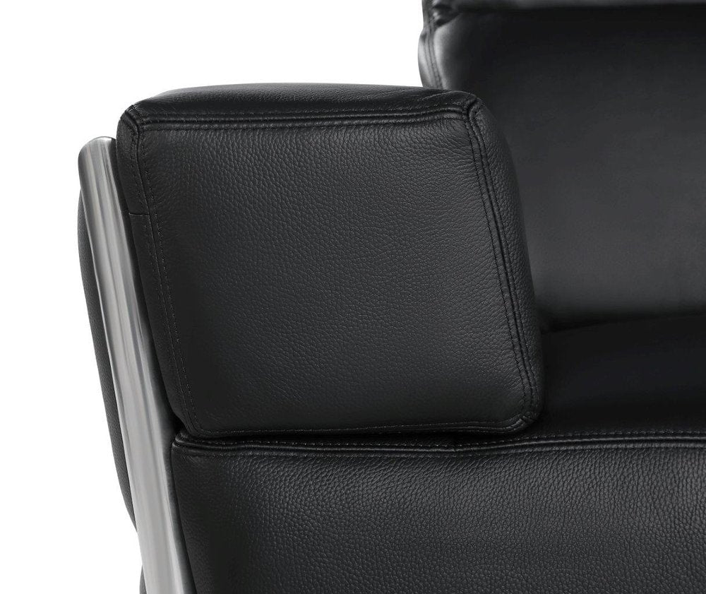 47" Black and Silver Italian Leather Club Chair HomeRoots