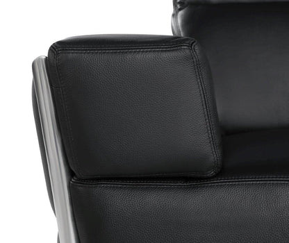 47" Black and Silver Italian Leather Club Chair HomeRoots