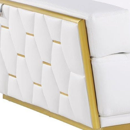 47" White and Gold Italian Leather Club Chair HomeRoots