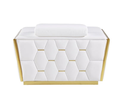 47" White and Gold Italian Leather Club Chair HomeRoots