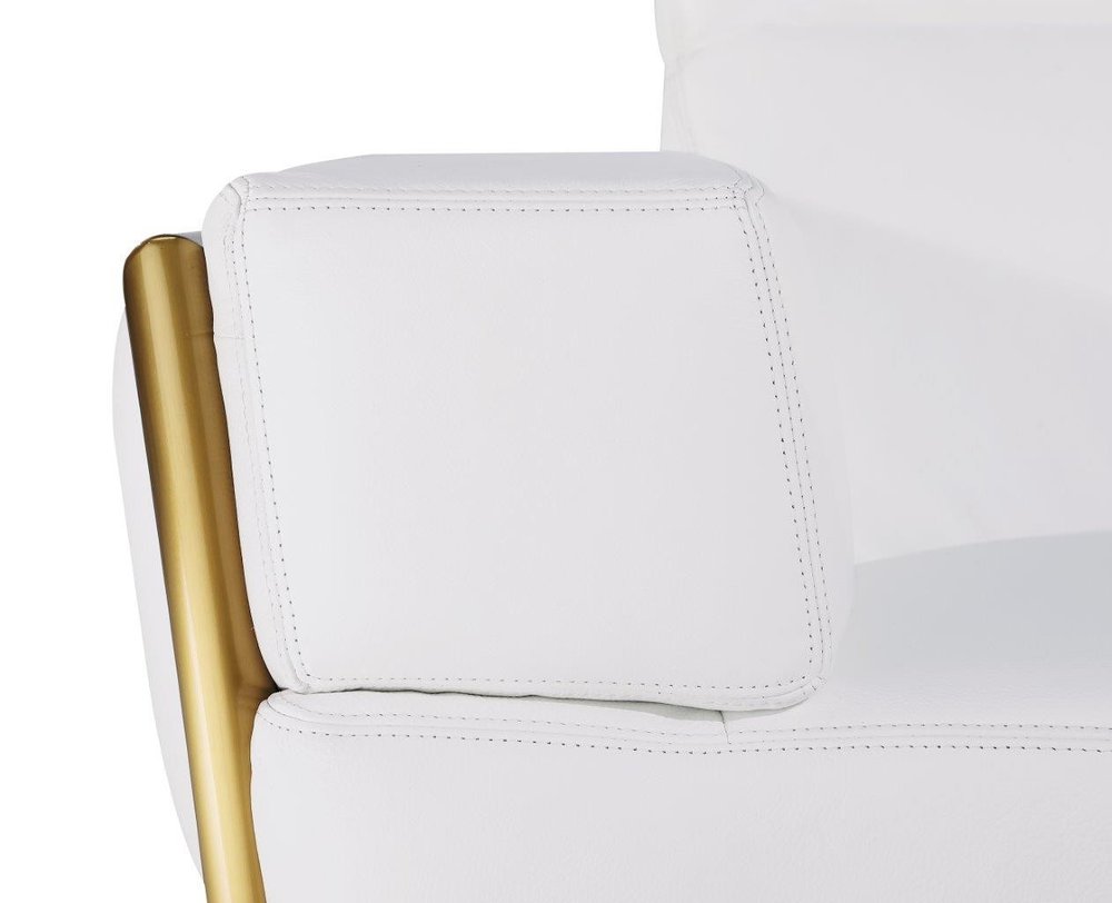 47" White and Gold Italian Leather Club Chair HomeRoots