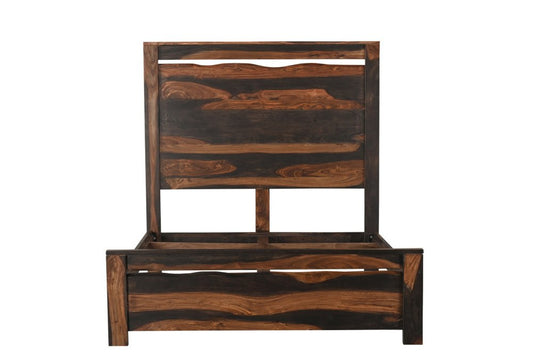 Dark Brown Live Edge Solid Wood Queen Bed Frame HomeRoots