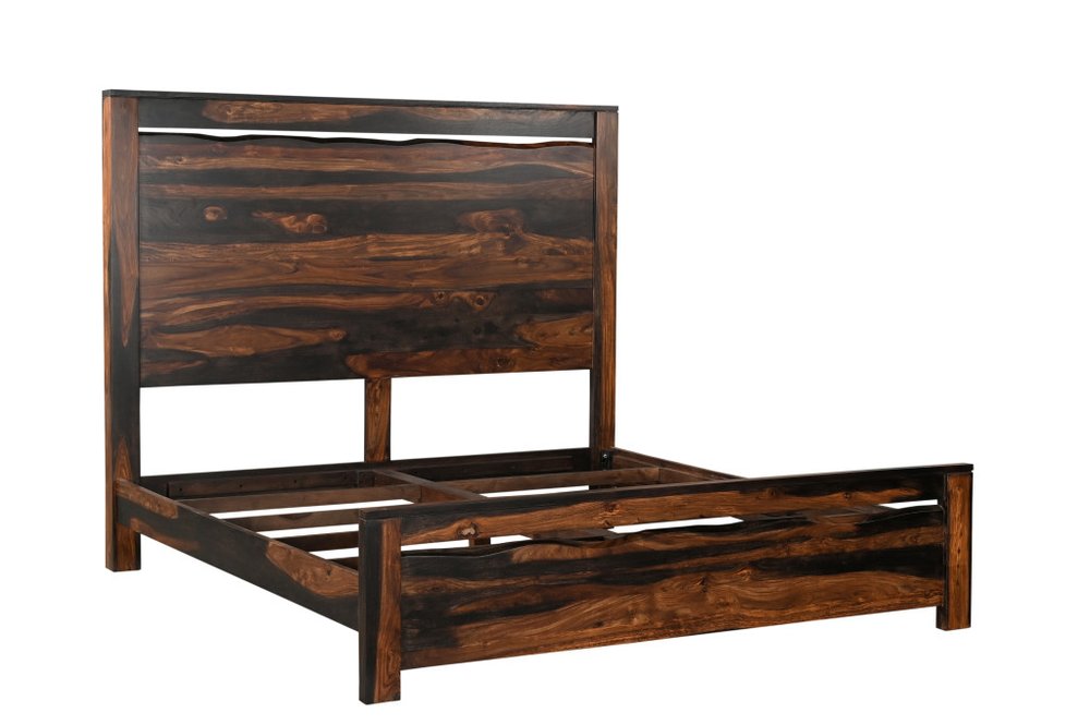 Dark Brown Live Edge Solid Wood King Bed Frame HomeRoots