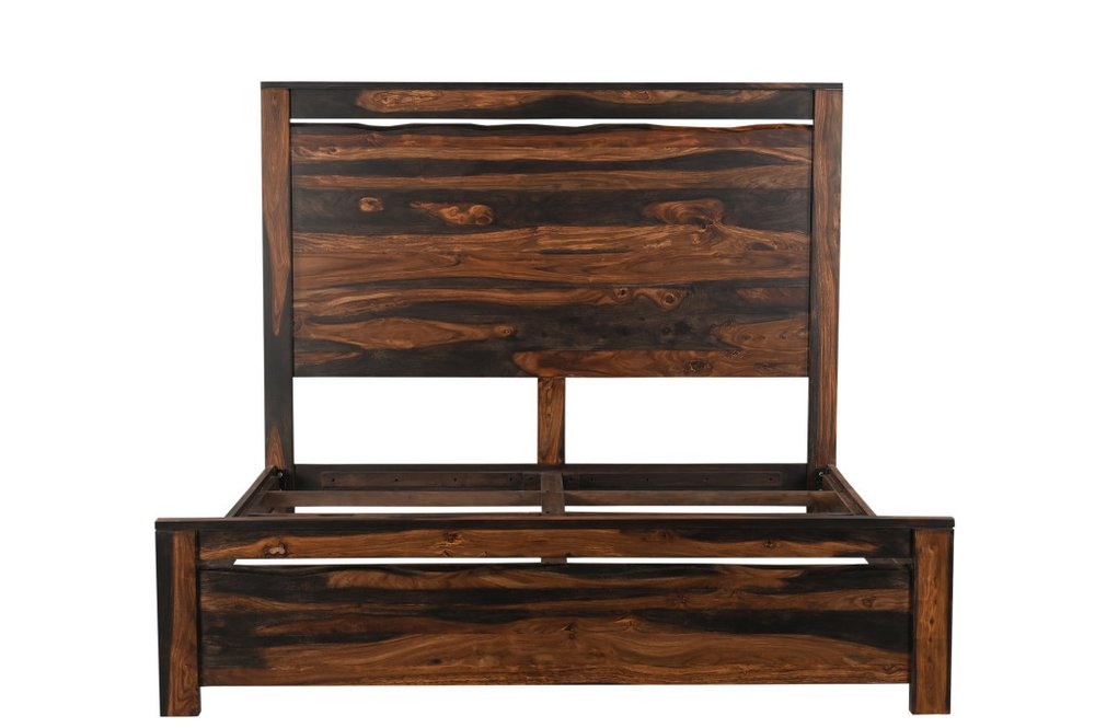 Dark Brown Live Edge Solid Wood King Bed Frame HomeRoots