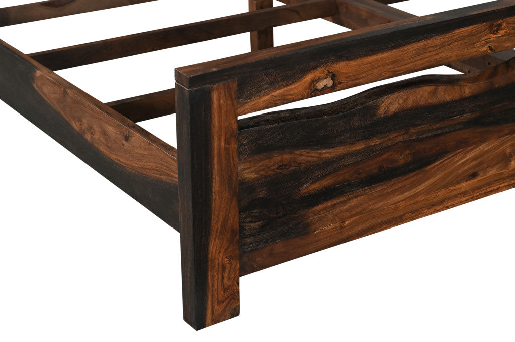 Dark Brown Live Edge Solid Wood King Bed Frame