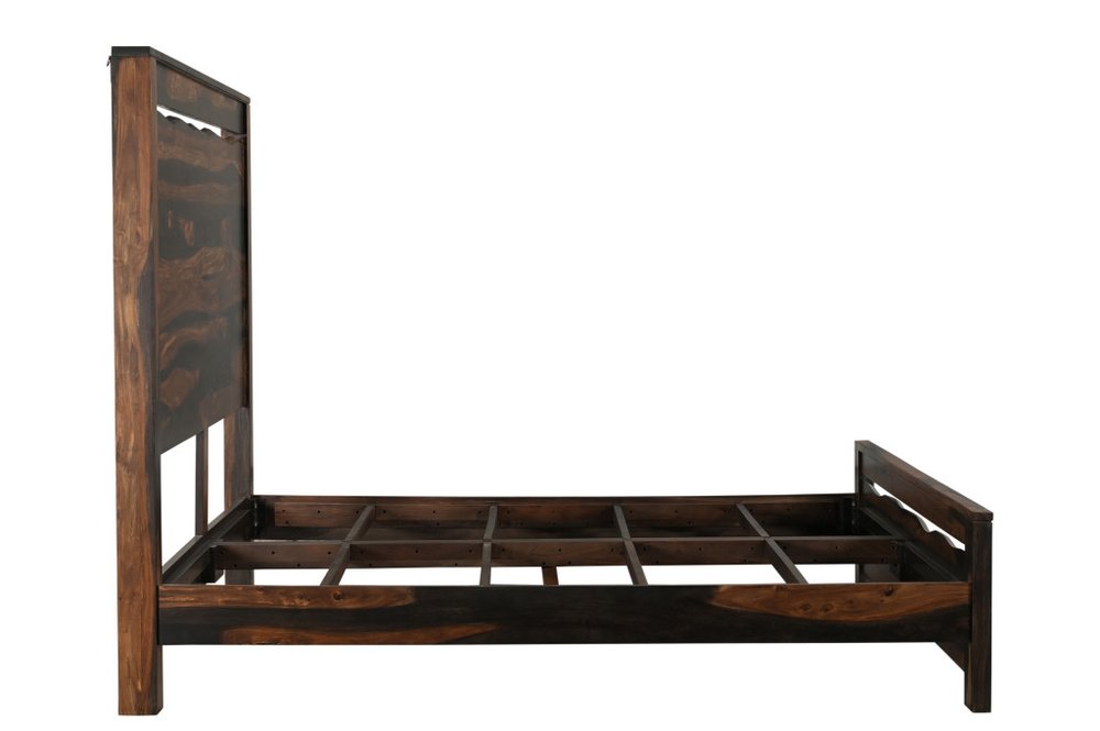 Dark Brown Live Edge Solid Wood King Bed Frame HomeRoots