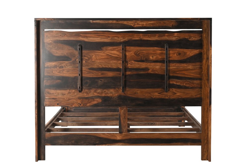 Dark Brown Live Edge Solid Wood King Bed Frame HomeRoots