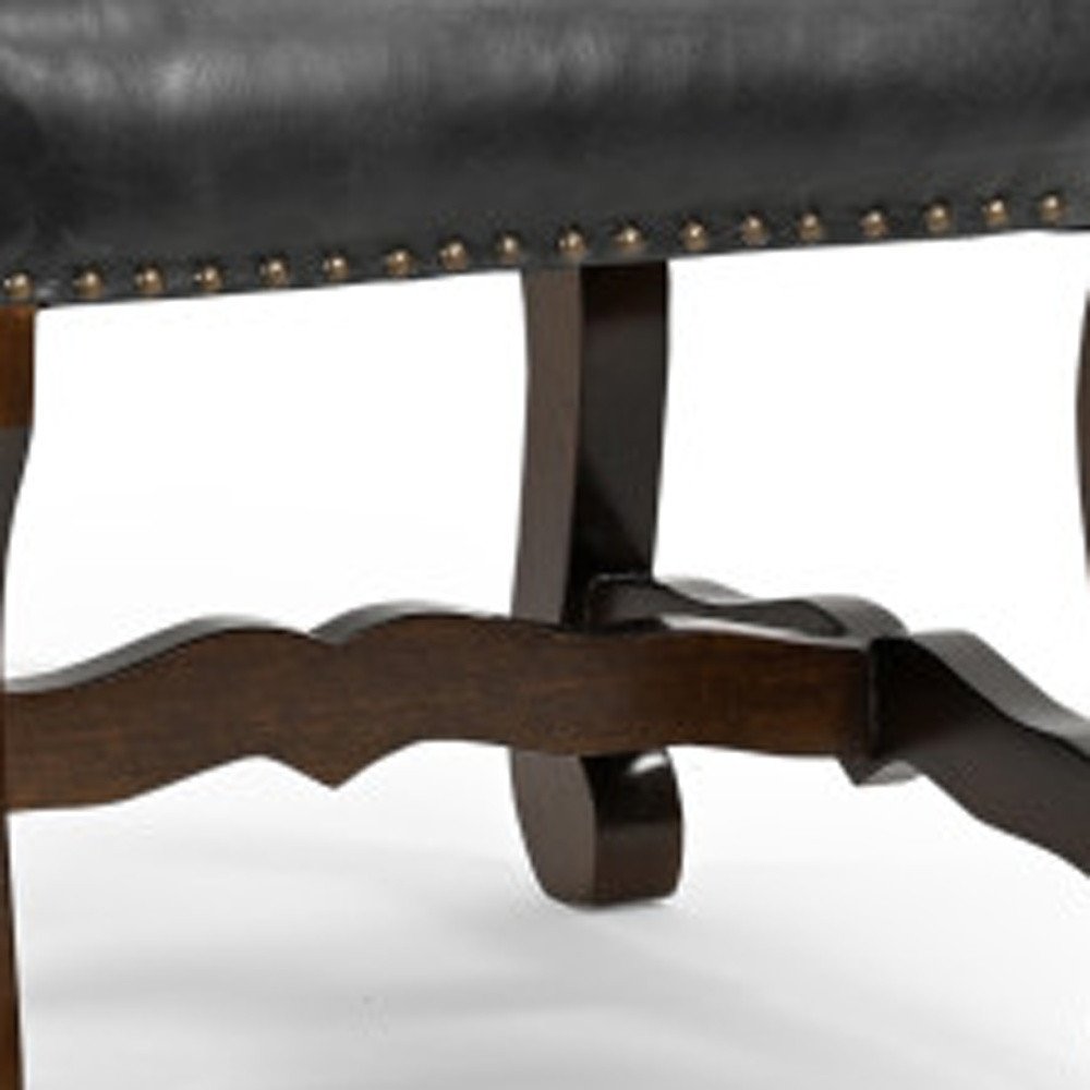 Set of Two Black Gray And Dark Brown Solid Wood Upholstered Chenille And Leather Dining Side Chairs HomeRoots