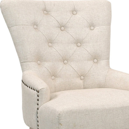 24" Beige Fabric Tufted Arm Chair HomeRoots