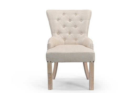 24" Beige Fabric Tufted Arm Chair HomeRoots