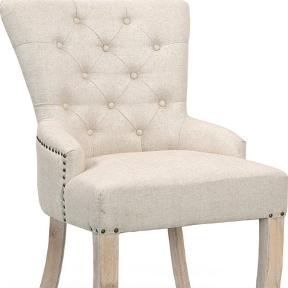 24" Beige Fabric Tufted Arm Chair HomeRoots