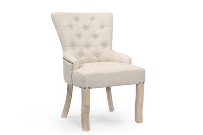 24" Beige Fabric Tufted Arm Chair HomeRoots