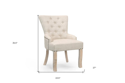24" Beige Fabric Tufted Arm Chair HomeRoots