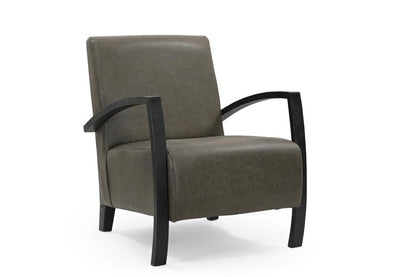 26" Green And Black Top Grain Leather Arm Chair HomeRoots