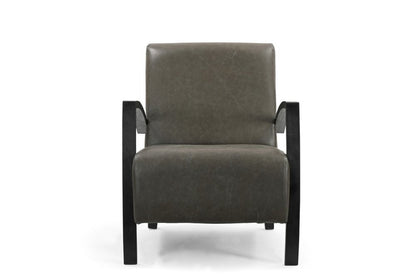 26" Green And Black Top Grain Leather Arm Chair HomeRoots