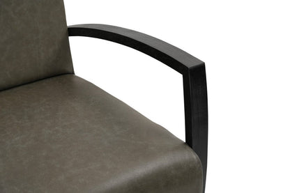 26" Green And Black Top Grain Leather Arm Chair HomeRoots