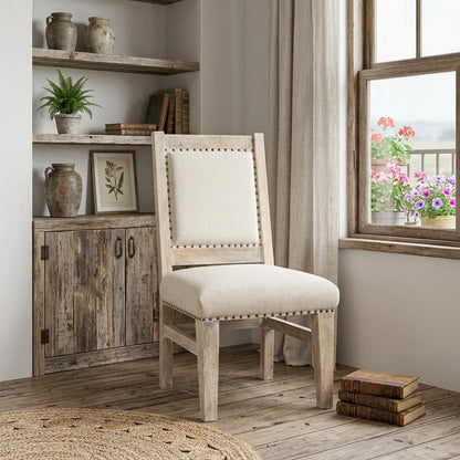 20" Beige And White Side Chair HomeRoots