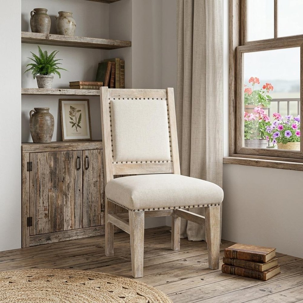 20" Beige And White Side Chair HomeRoots