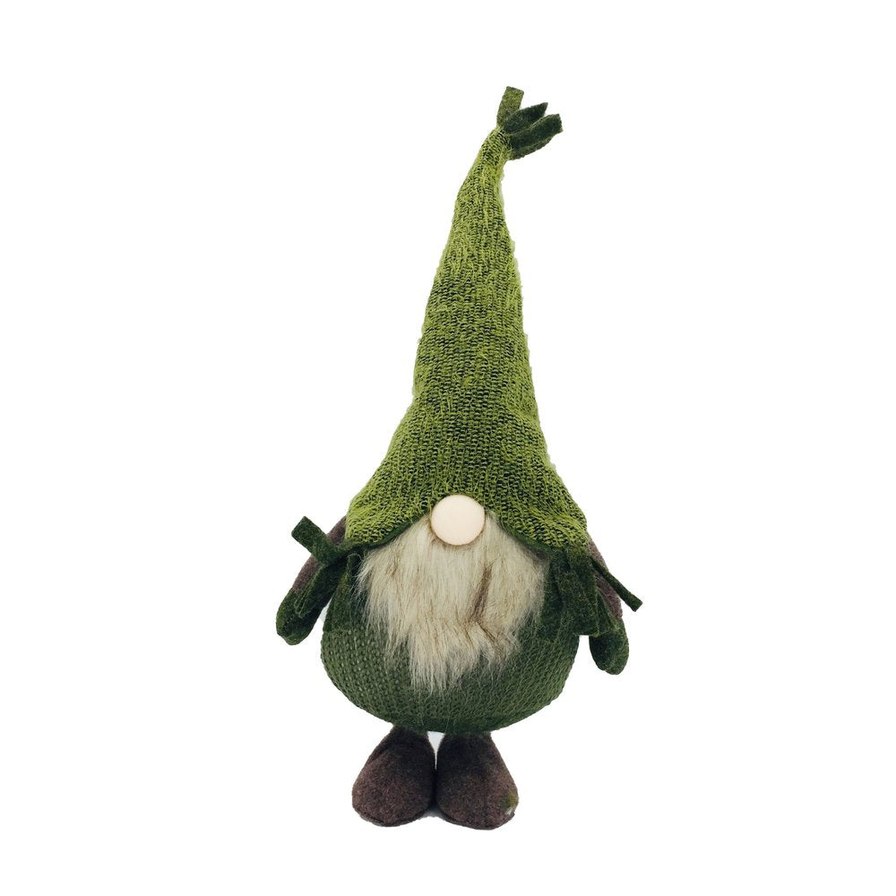 23" Green And White Fabric Standing Gnome HomeRoots