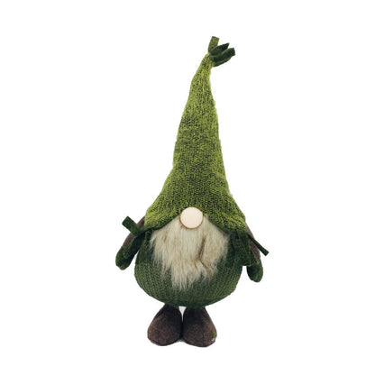23" Green And White Fabric Standing Gnome HomeRoots