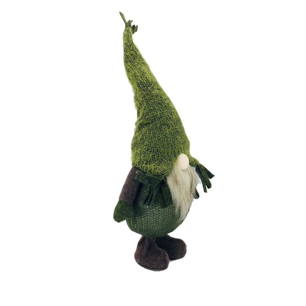23" Green And White Fabric Standing Gnome HomeRoots