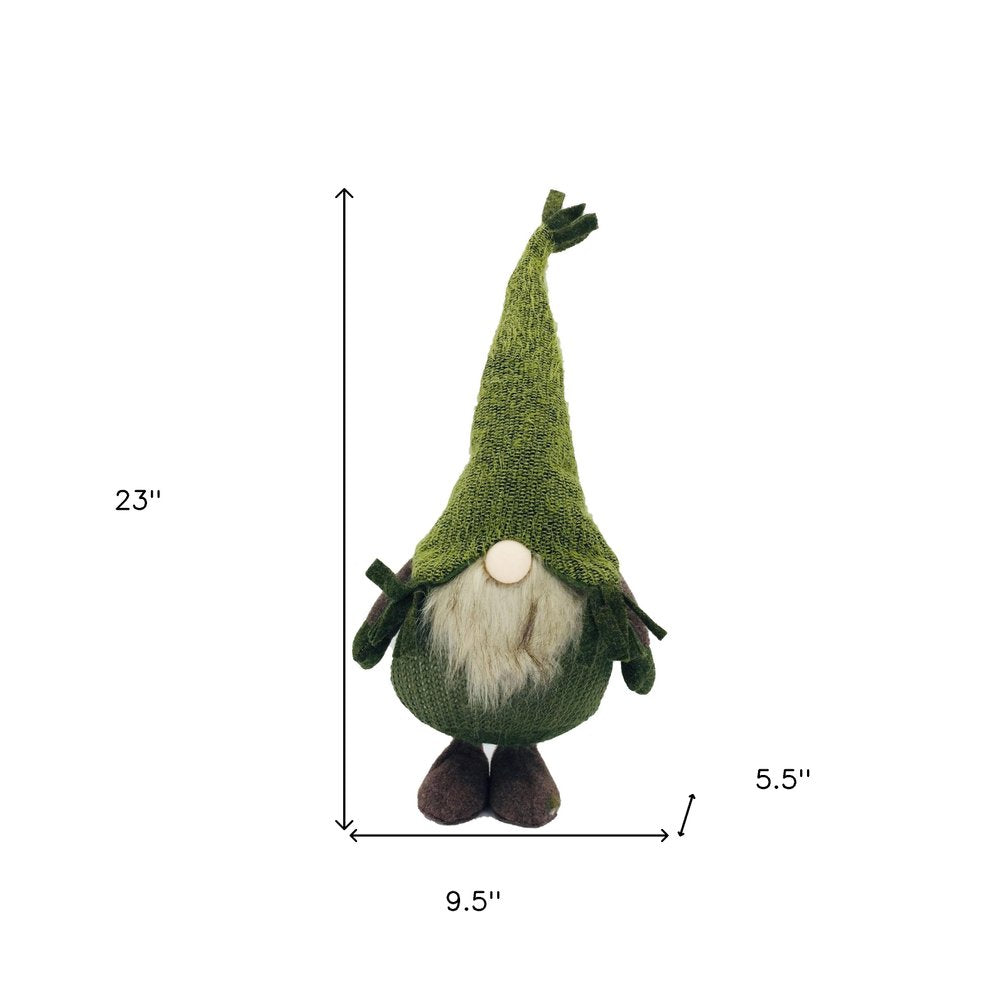 23" Green And White Fabric Standing Gnome HomeRoots