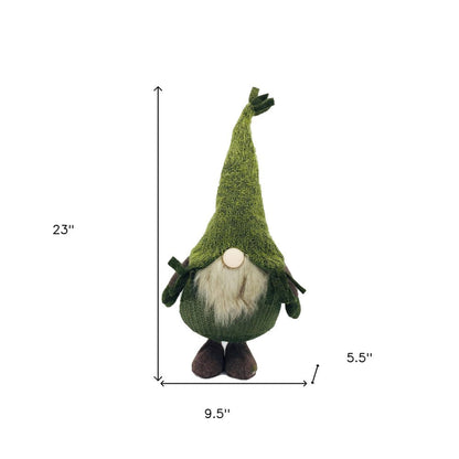 23" Green And White Fabric Standing Gnome HomeRoots