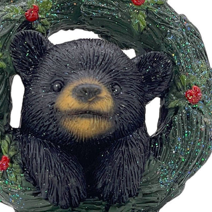 5" Black Green And Red Resin Bear Christmas Santa Figurine HomeRoots