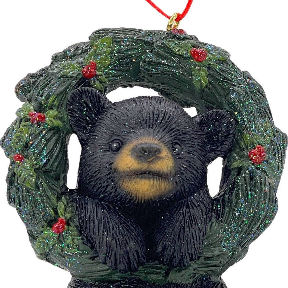 5" Black Green And Red Resin Bear Christmas Santa Figurine HomeRoots