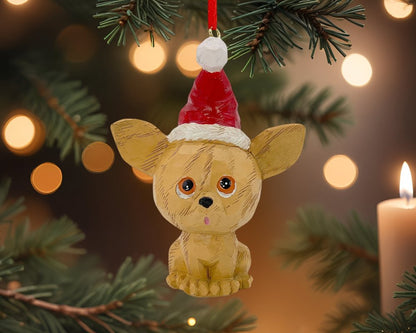 5" Brown Red And White Resin Dog Christmas Santa Figurine HomeRoots