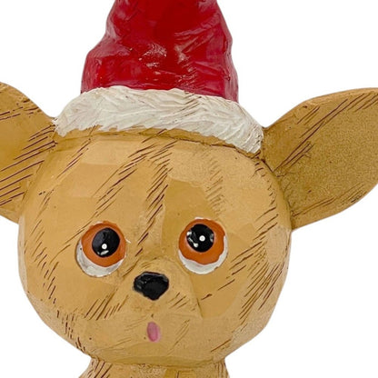 5" Brown Red And White Resin Dog Christmas Santa Figurine HomeRoots