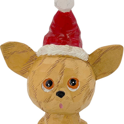5" Brown Red And White Resin Dog Christmas Santa Figurine HomeRoots