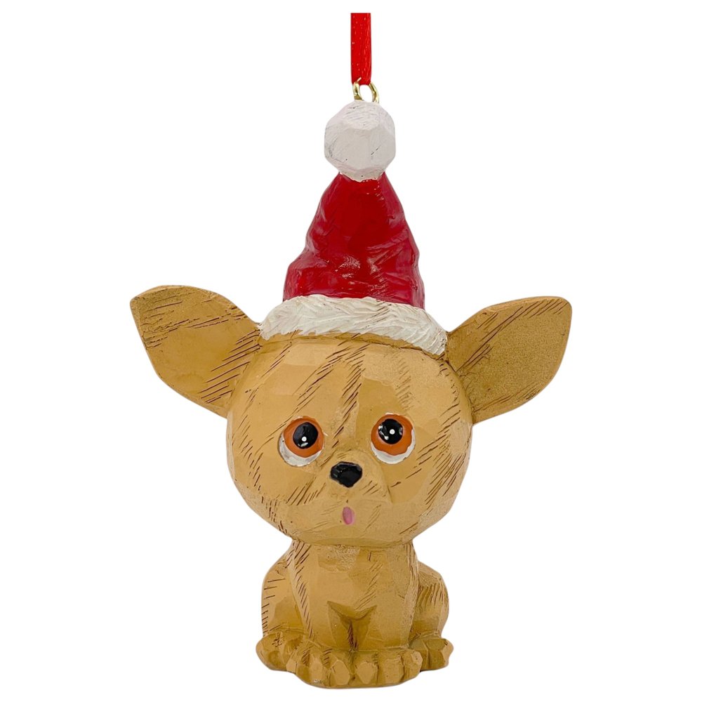 5" Brown Red And White Resin Dog Christmas Santa Figurine HomeRoots