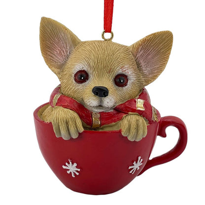 4" Brown And Red Resin Dog Christmas Santa Figurine HomeRoots