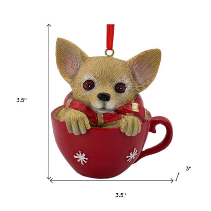 4" Brown And Red Resin Dog Christmas Santa Figurine HomeRoots