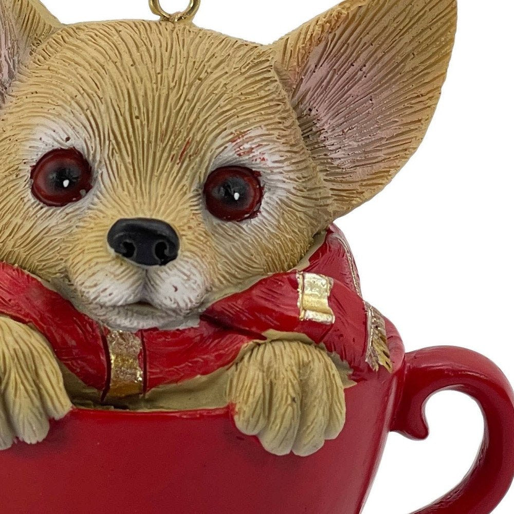 4" Brown And Red Resin Dog Christmas Santa Figurine HomeRoots