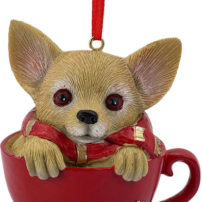 4" Brown And Red Resin Dog Christmas Santa Figurine HomeRoots