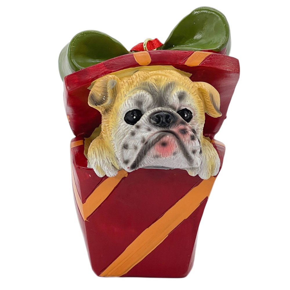 4" Brown Red And Green Resin Dog Christmas Santa Figurine HomeRoots