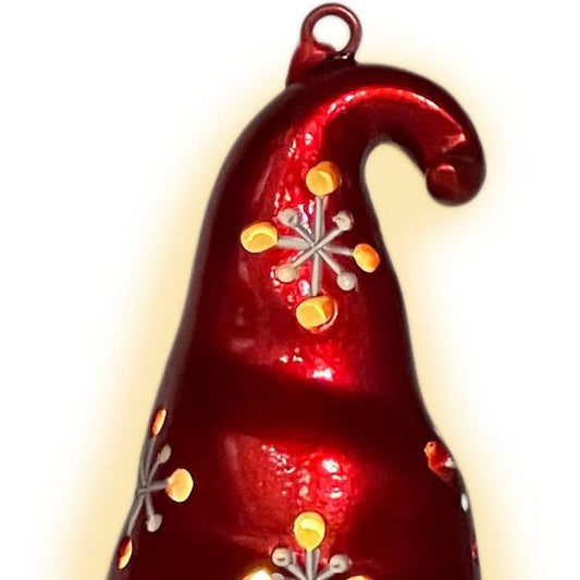 Set of Three Red and White Santa Gnome LED Light Up Christmas Ornaments HomeRoots