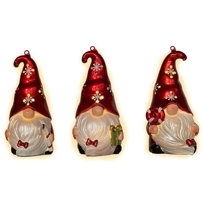 Set of Three Animated White And Red Resin Hanging Figurine Ornament s HomeRoots