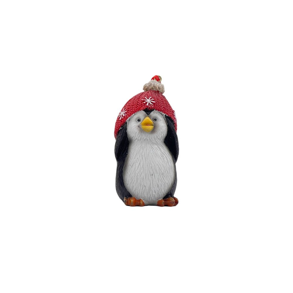 Set of Three Black White And Red Resin Penguin Christmas Reindeer Figurine HomeRoots