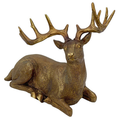 14" Antiqued Gold Resin Deer Tabletop Sculpture HomeRoots
