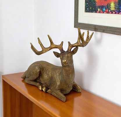 14" Antiqued Gold Resin Deer Tabletop Sculpture HomeRoots
