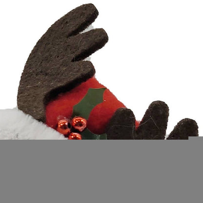 7" White Red And Brown Resin Dog Christmas Reindeer Figurine HomeRoots