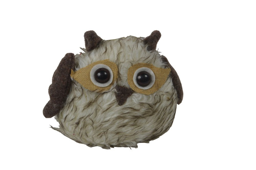 7" Brown White And Yellow Fabric Owl Figurine HomeRoots