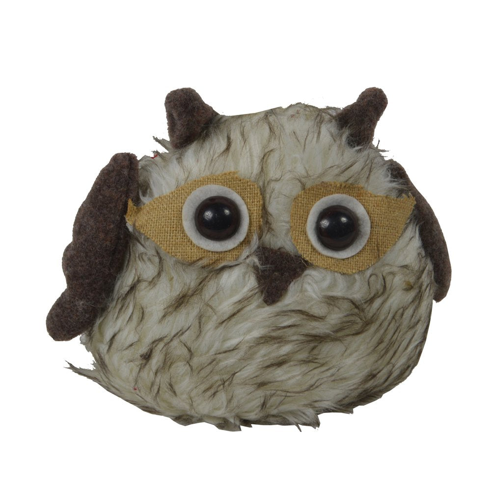 7" Brown White And Yellow Fabric Owl Figurine HomeRoots