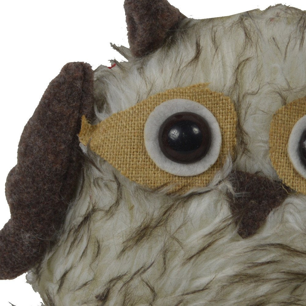 7" Brown White And Yellow Fabric Owl Figurine HomeRoots