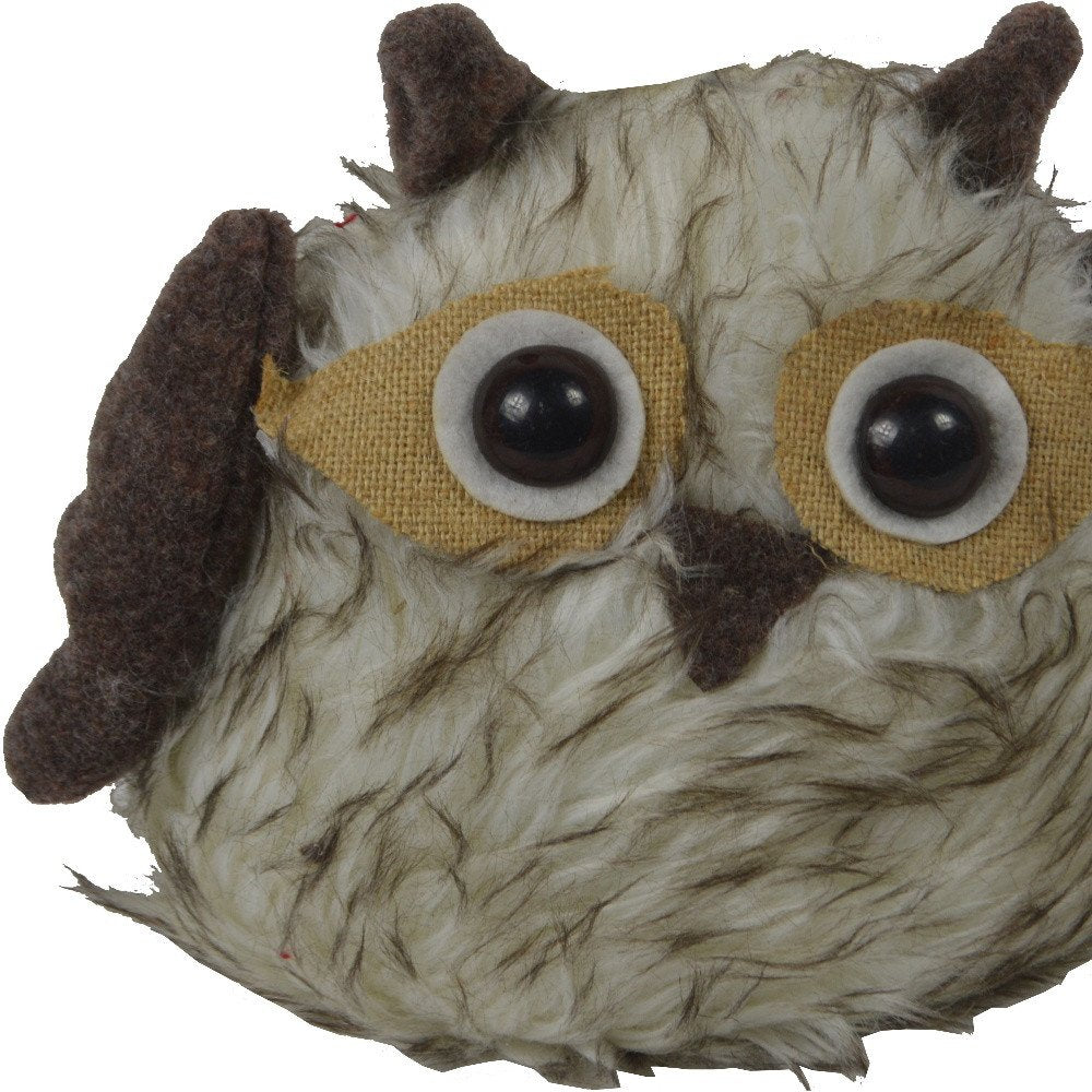 7" Brown White And Yellow Fabric Owl Figurine HomeRoots
