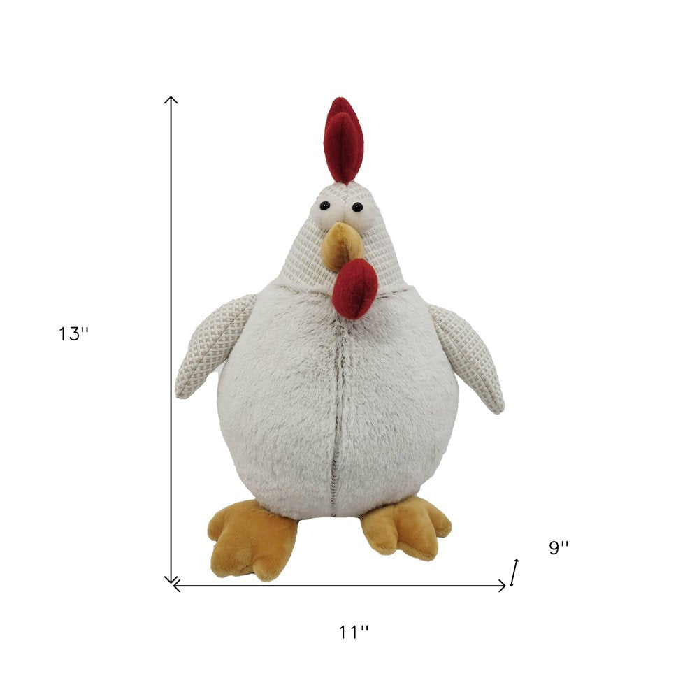 13" Red White And Yellow Fabric Rooster Figurine HomeRoots