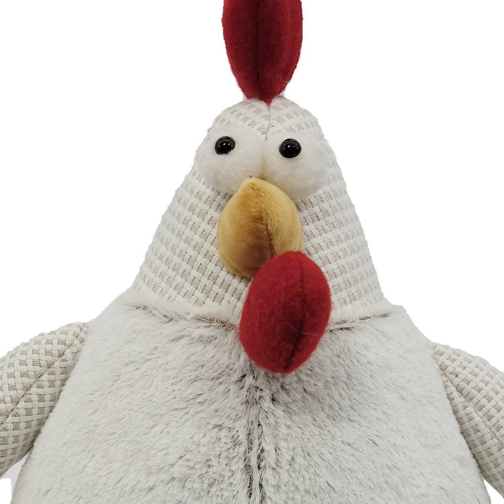 13" Red White And Yellow Fabric Rooster Figurine HomeRoots